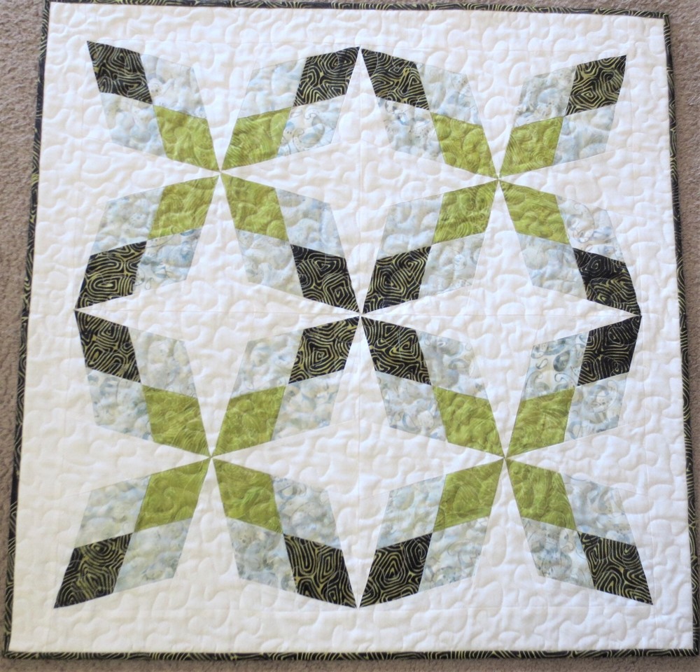 Handmade Quilted Table Topper ~ 27 1/2" square ~ Green,Black