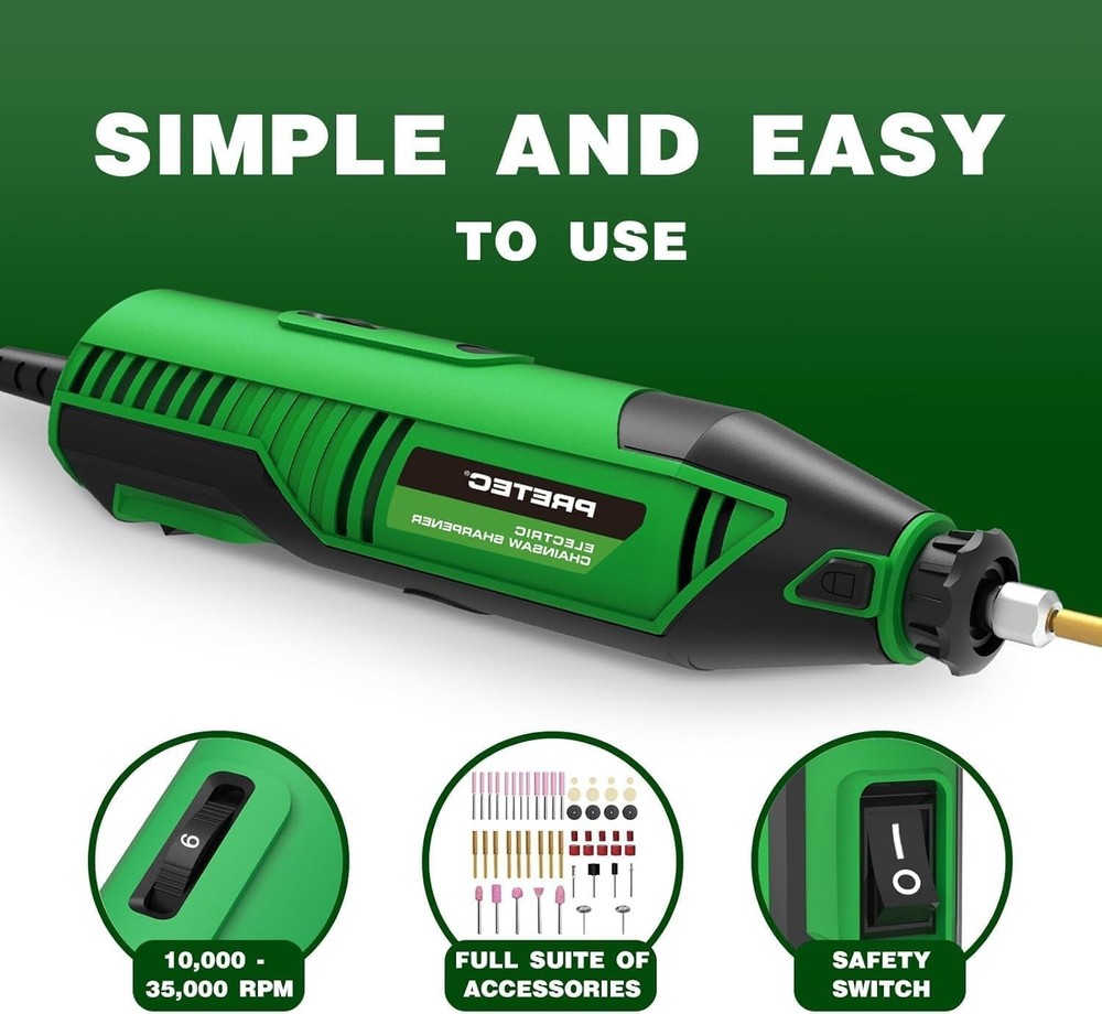 Electric Chainsaw Sharpener Kit 54PCS w/ Diamond Wheels & Angle Guide 120V Tool