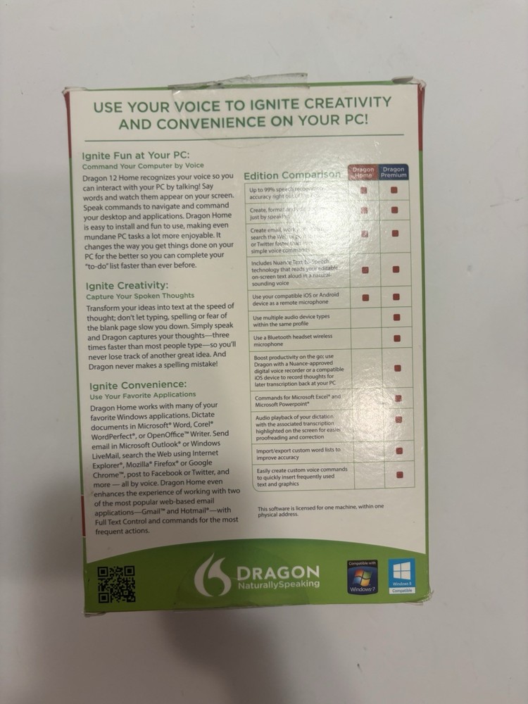 Dragon Naturally Speaking Home Edition version 12 Complete NEW Open Box
