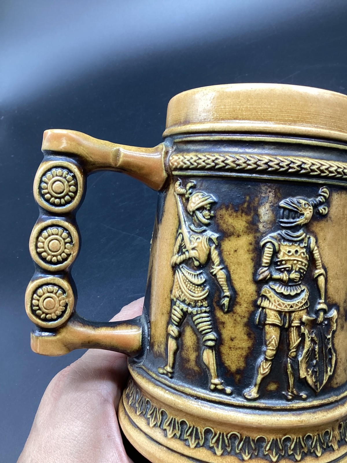 Vintage Gerz Stoneware W.Germany Beer Stein/Mug w/Men in Armor