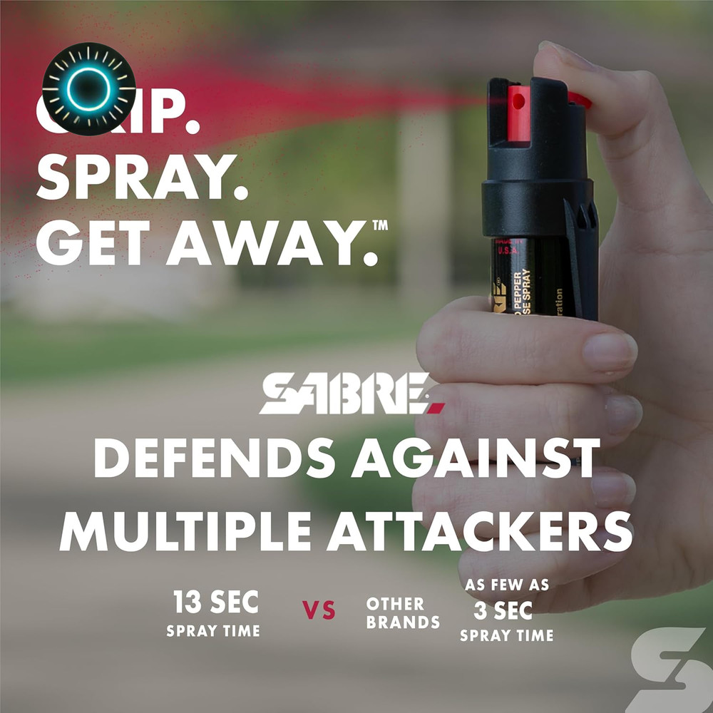 SABRE 3-in-1 Advanced Self-Defense Spray Maximum Strength Compact & Trusted NEW