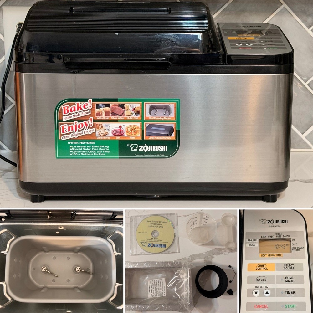 Zojirushi BB-PAC20 Automatic Bread Maker – Black/Stainless 2lb Loaf