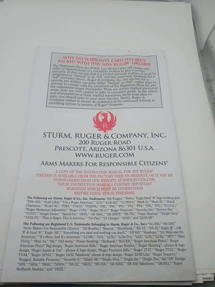 Ruger Mark IV Autoloading Pistol Owners Manual 2018