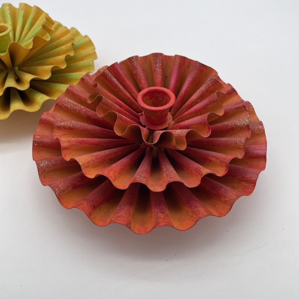 Zinnia Colorful Metal Candlestick Holders