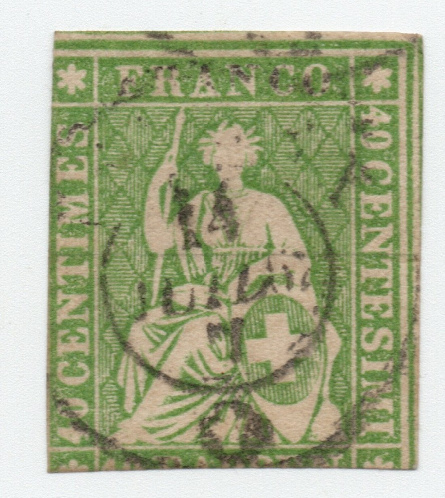 Switzerland 1854 40r Imperf Used