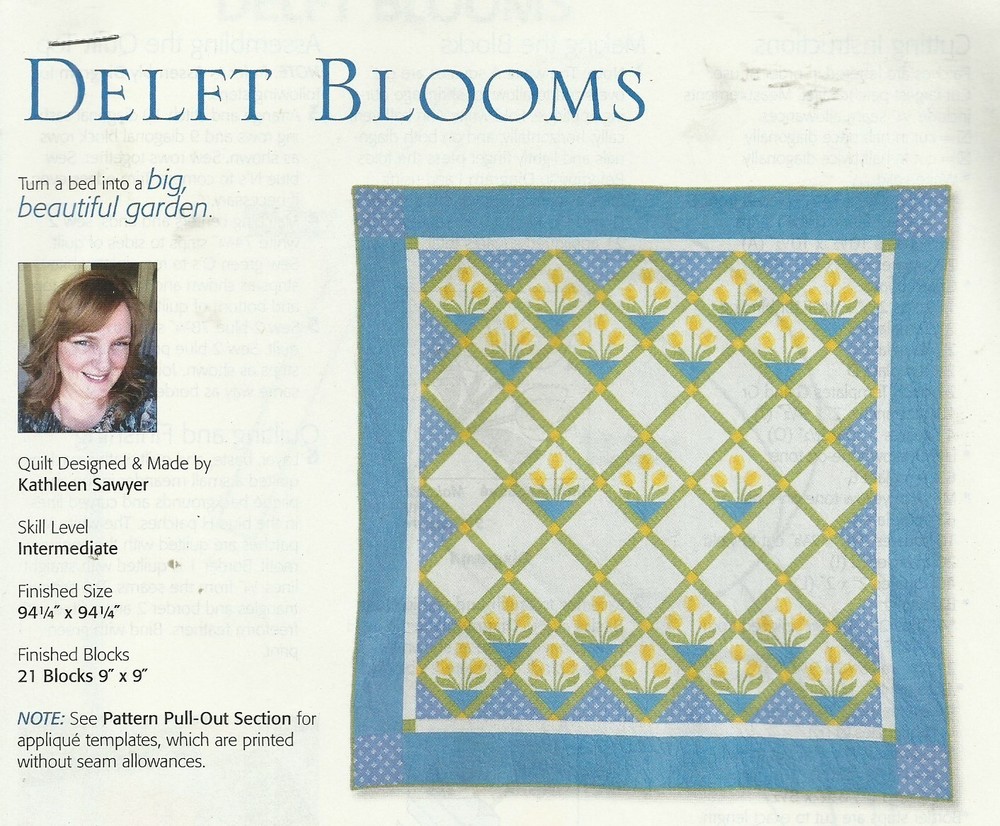 A0445   DELFT BLOOMS QUILT PATTERN/INSTRUCTIONS