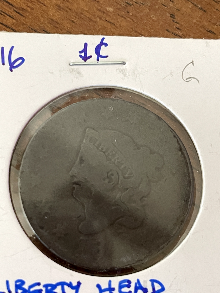 1816 VG DATED LARGE CENT LIBERTY HEAD