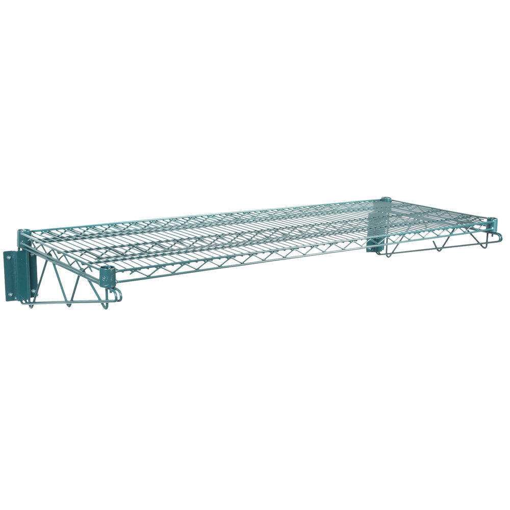 18" x 48" Wall Mount Green Epoxy Wire Shelf Rack Commercial Restaurant Pot NSF