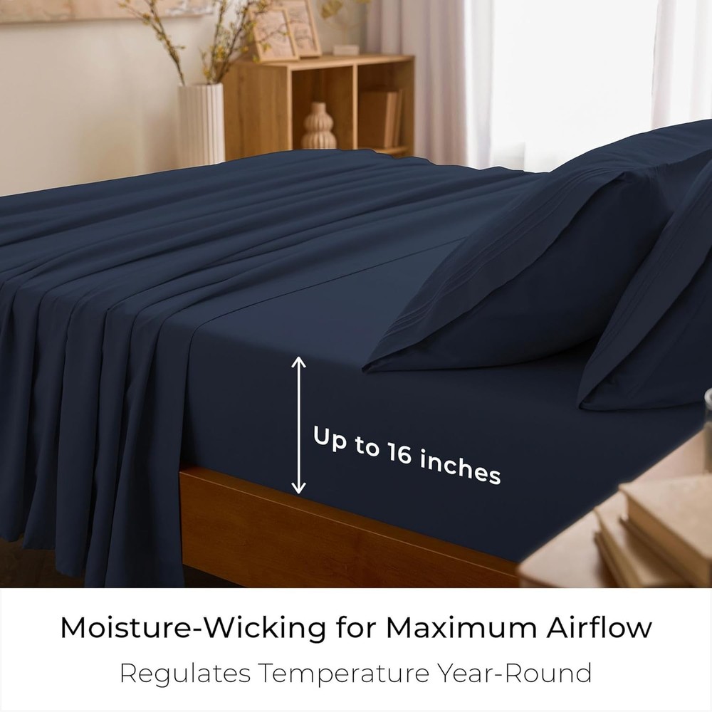 Queen Sheets Set - 4 PC Iconic Collection Bedding - Hotel Luxury, Extra Soft