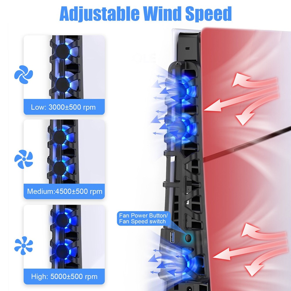 Upgraded External Cooling Fan Cooler Accessory For PS5 Slim Disc/Digital Console