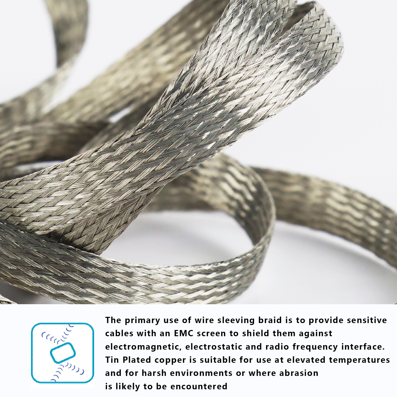 EMI RFI ESD Shielding Wire Sheathing Cable Sleeve Metal Mesh 19'&50' Length Lot