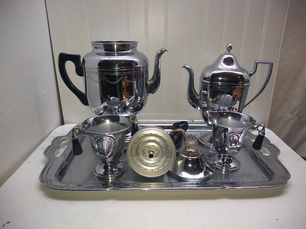Farberware Electric Chrome Coffee Urn Coffee Tea Maker Percolator Server Set