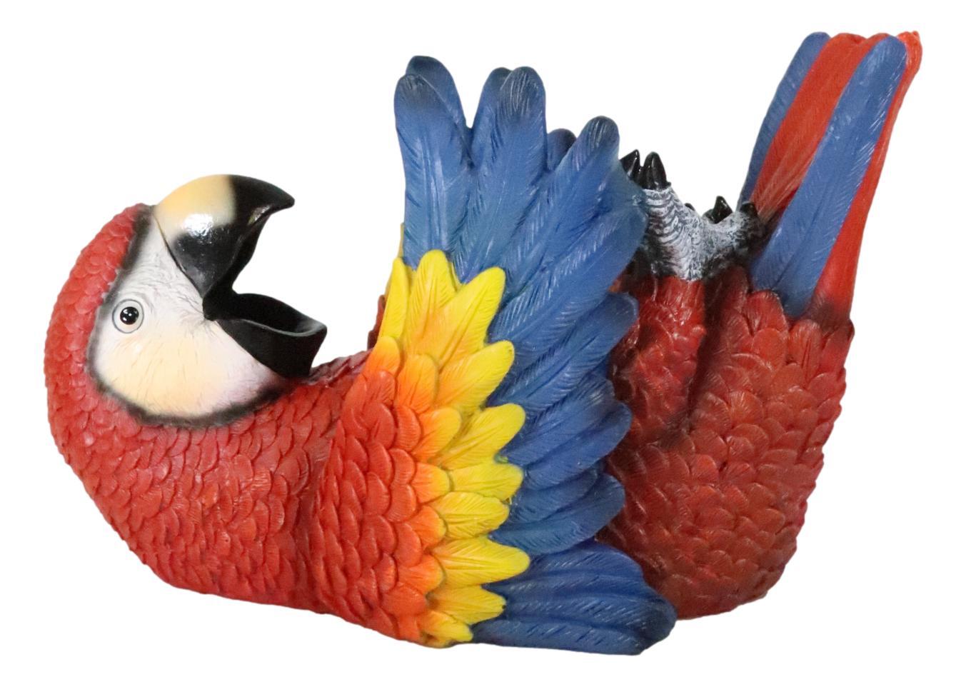 Red Scarlet Macaw Parrot Wine Bottle And Salt Pepper Shakers Holder Figurine Set