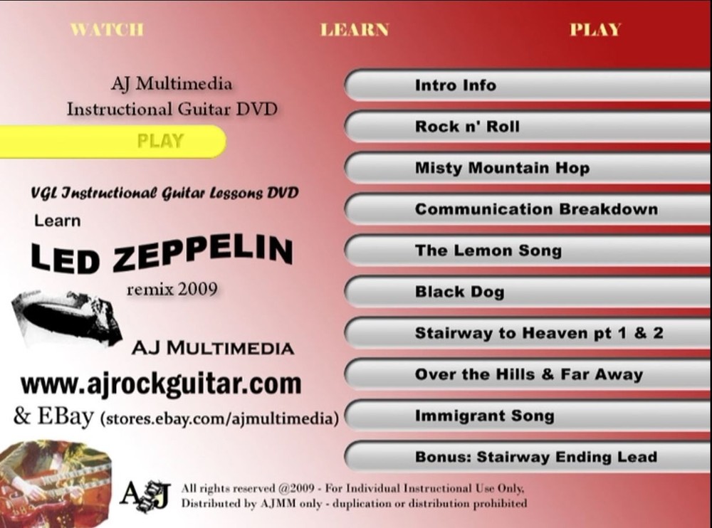Custom Guitar Lessons, Learn Led Zeppelin - DVD Video