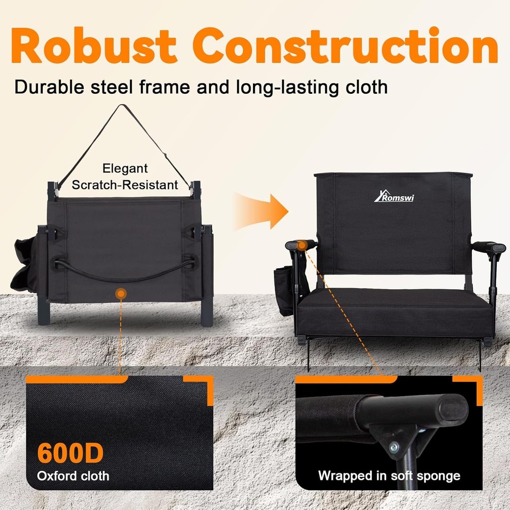 2-Pack 2.8" Thick Stadium Seats W/ Back Support & Armrests Lightweight Bleacher