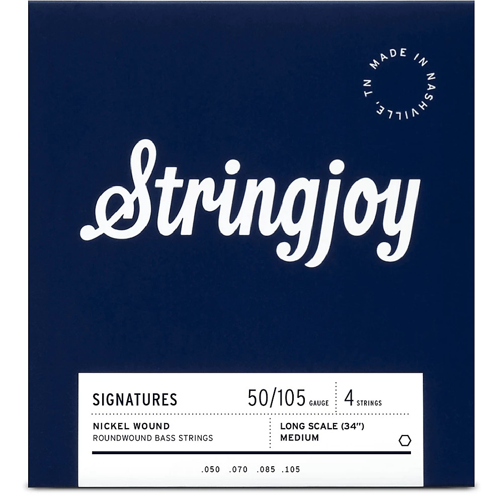 Stringjoy 4 String Long Scale Nickel Wound Bass Guitar Strings 50 - 105