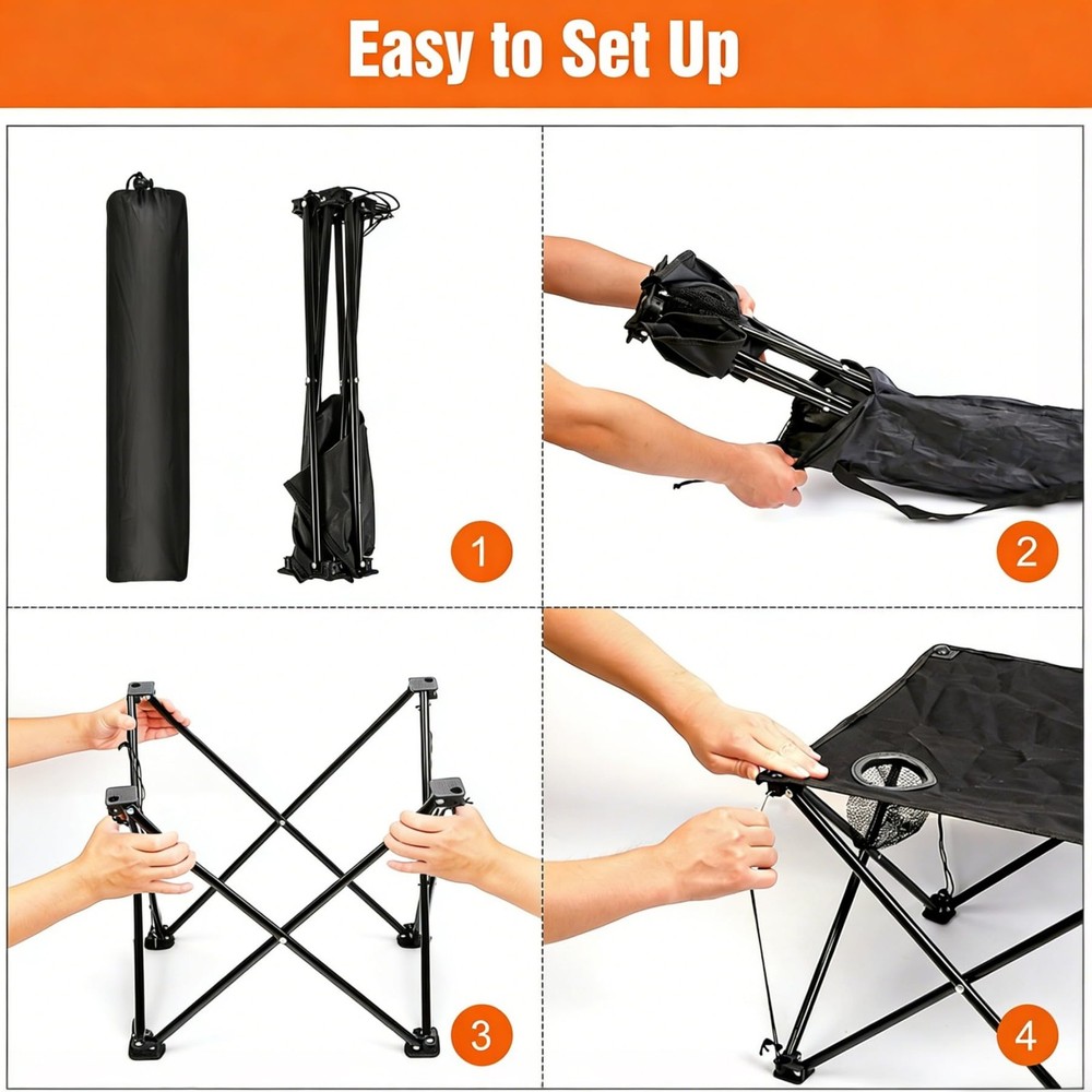 Foldable Camping Table – Ultralight Portable Table with Cup Holders & Carry B...