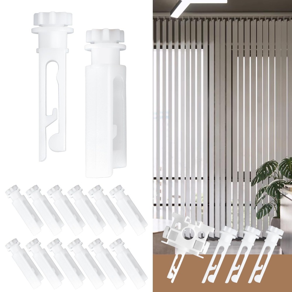 Vertical Blind Stem Replacement - 12 Pcs White Plastic Clips for Vanes