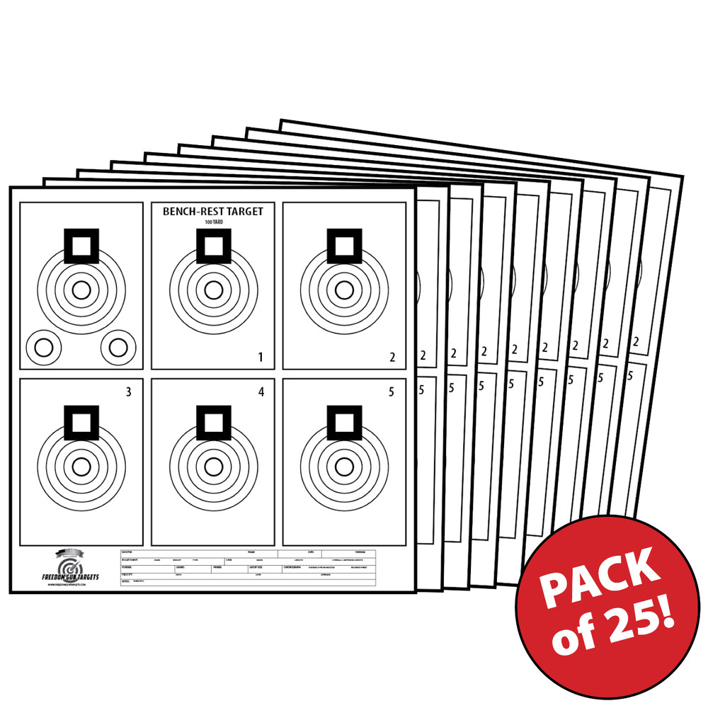25 Bench Rest Precision Sighting Paper Shooting Target Gun Range Rifle 11.5x11.5
