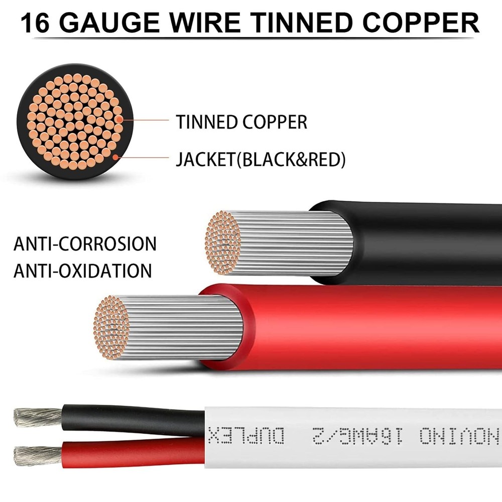Versatile 15ft Tinned Copper 16/2 Marine Wire - Durable Electrical Connection