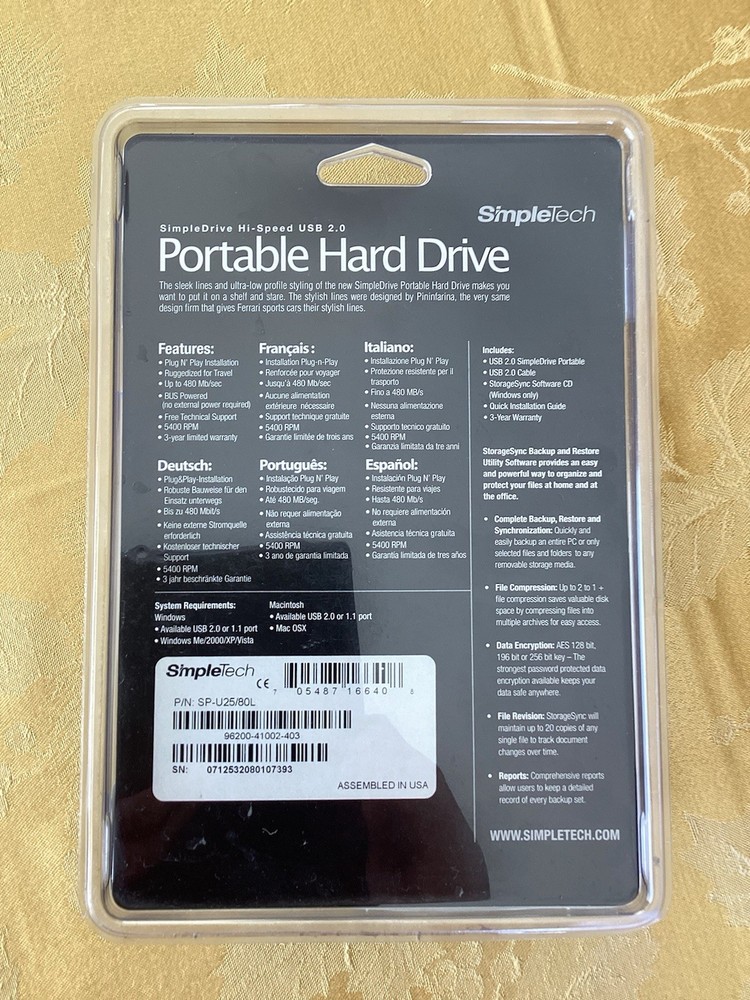 SimpleTech Portable Hard Drive 80GB