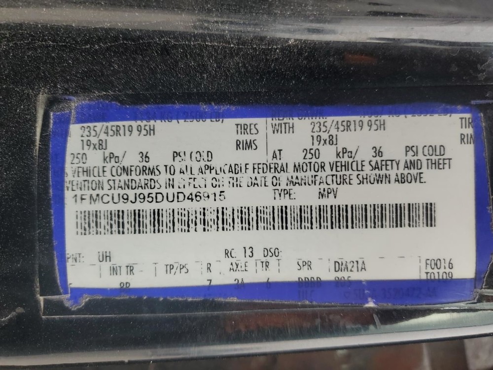 RIGHT REAR DOOR WINDOW REGULATOR OEM 2015 FORD ESCAPE
