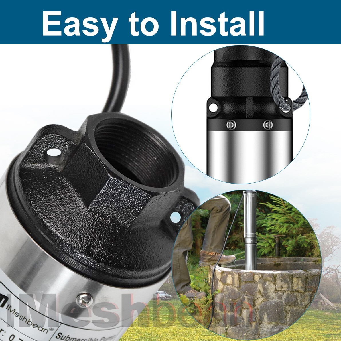 2HP 4" Deep Well Submersible Pump, 220V, 37 GPM, 427FT Max, 12 Stage 100FT Cord