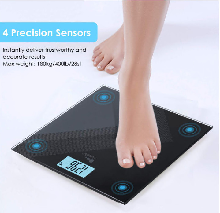Digital Bathroom Scale High Precision Sensor LED Display 400 lbs USB Charging