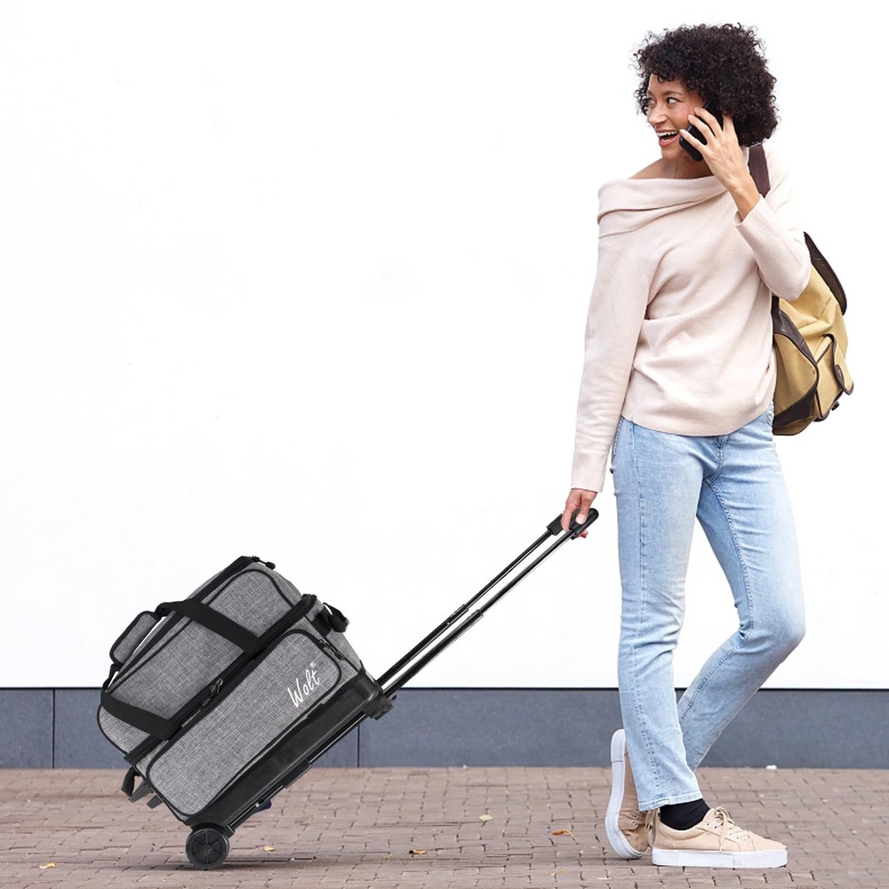 WOLT Double Roller 2 Ball Bowling Bag with Separate Shoe Compartment, Large