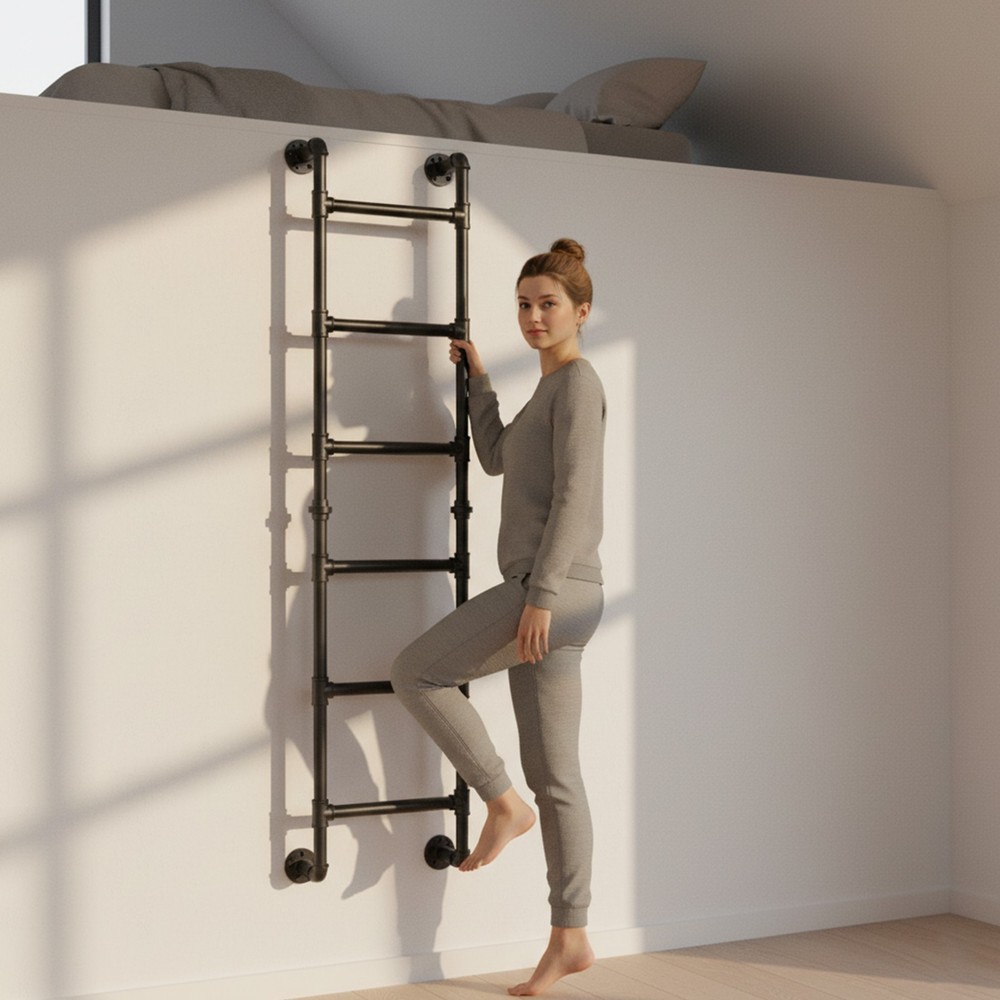 Wall-mounted 6-step Bunk Bed Ladder High Loft Attic Eight Steps Ladders Tool