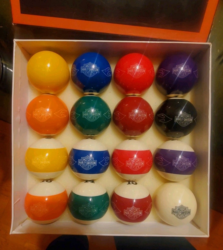 Harley-Davidson Custom Billiard Ball Set Complete with Box