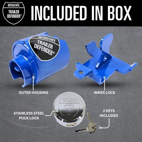Heavy-Duty 2" Trailer Coupler Lock with Safety Chain Securing Hook, Fits