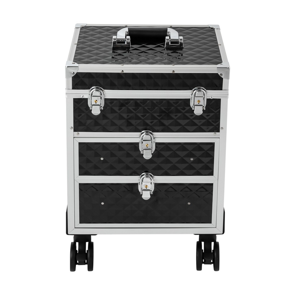 Rolling Makeup Case Train Case Cosmetic Trolley Cosmetic Organizer Case