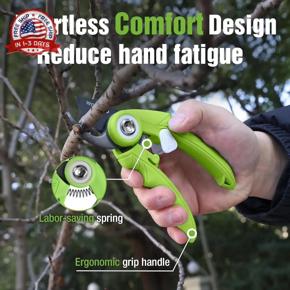 WORKPRO 6.9" Bypass Pruning Shears, Gardening Scissors with Sharp SK5 Steel Blad