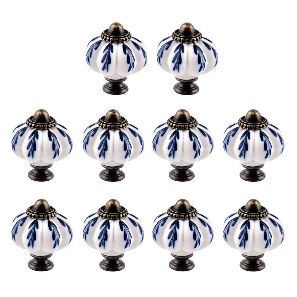 10Pcs Pumpkin Ceramic Drawer Knobs, Dresser Knobs Vintage Door Pull Handles R...
