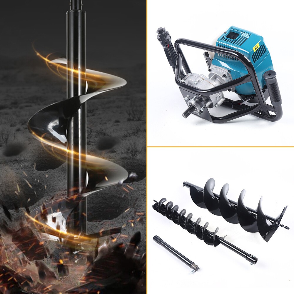 52cc 2 Stroke Post Hole Digger with 2 Bits Gas Powered Earth Auger Drill Machine