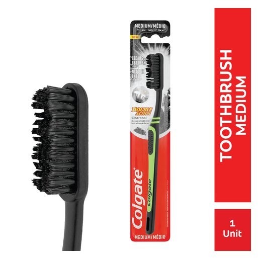 Colgate Double Action Charcoal Medium Toothbrush 4pk