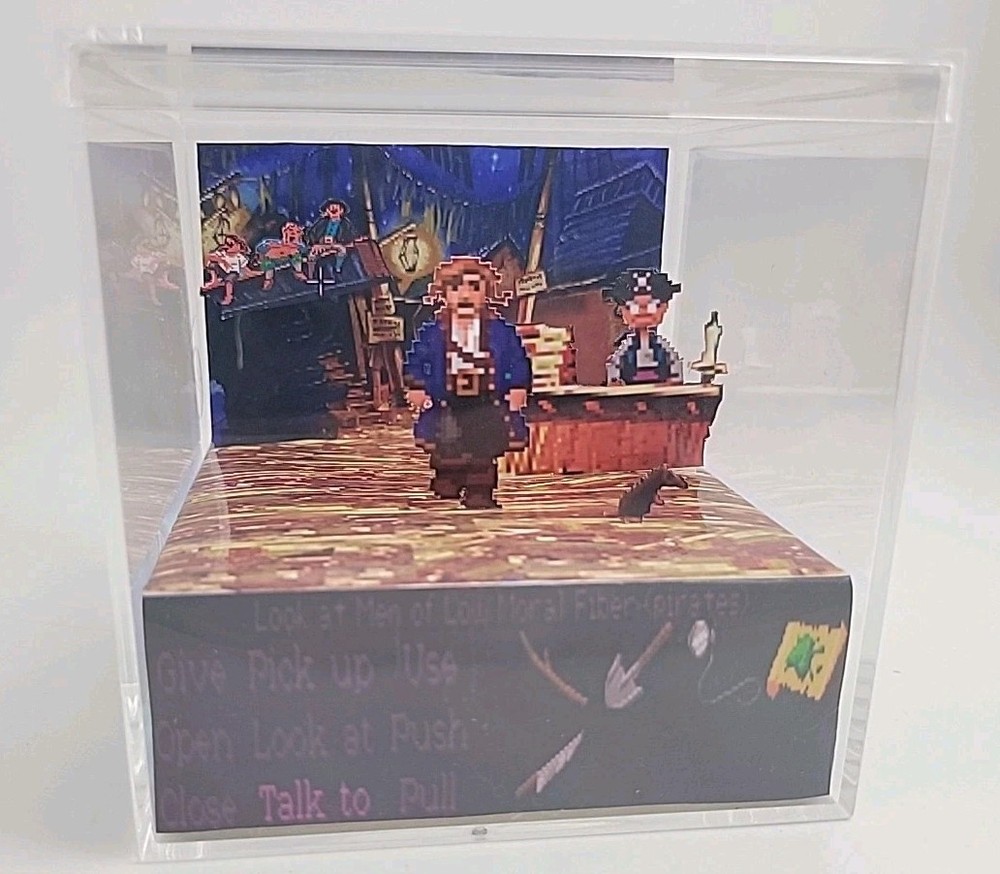 Monkey Island 2 Retro PC 3D Cube Handmade Diorama Video Game Shadowbox