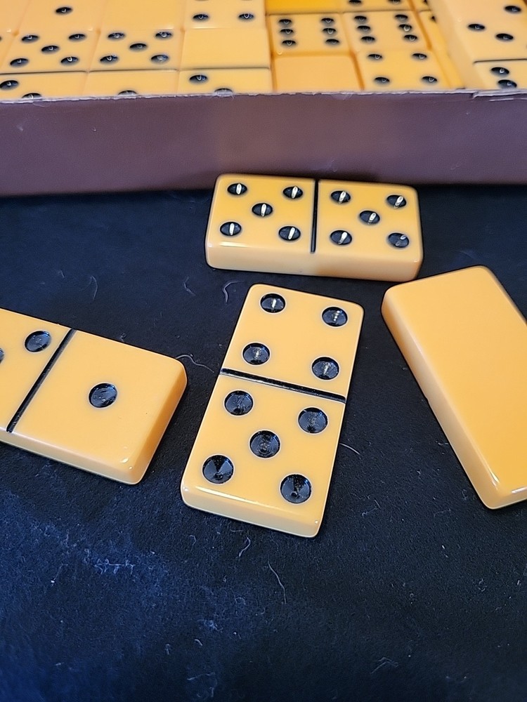 Vintage Bakelite 28pc Butterscotch Dominoes