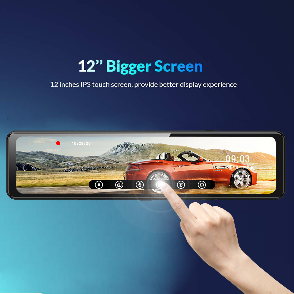 12"Full Touch IPS 4G wifi Car DVR Camera Android dash cam smart rearview mirror