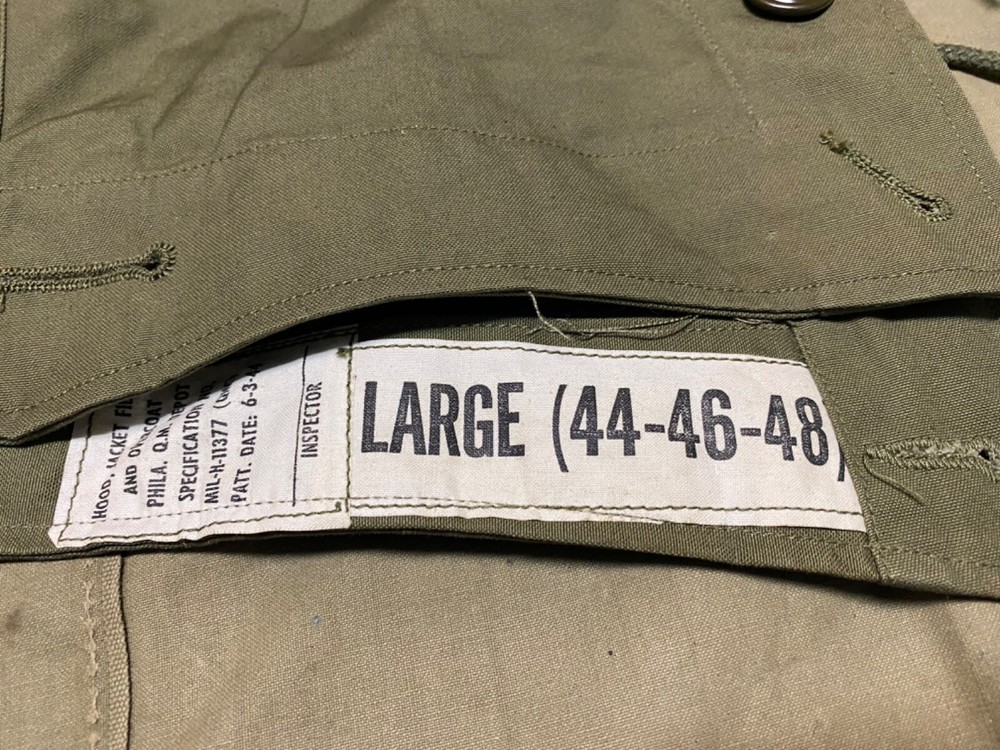 ORIGINAL WWII US ARMY INFANTRY M1943 CLOTH HOOD-LARGE, DATED:1944