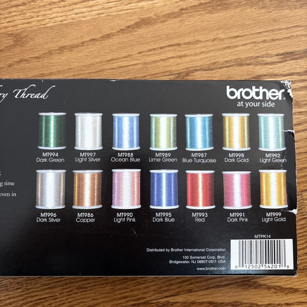 Brother 14 Spool Metallic Machine Embroidery Thread Set MTPK14