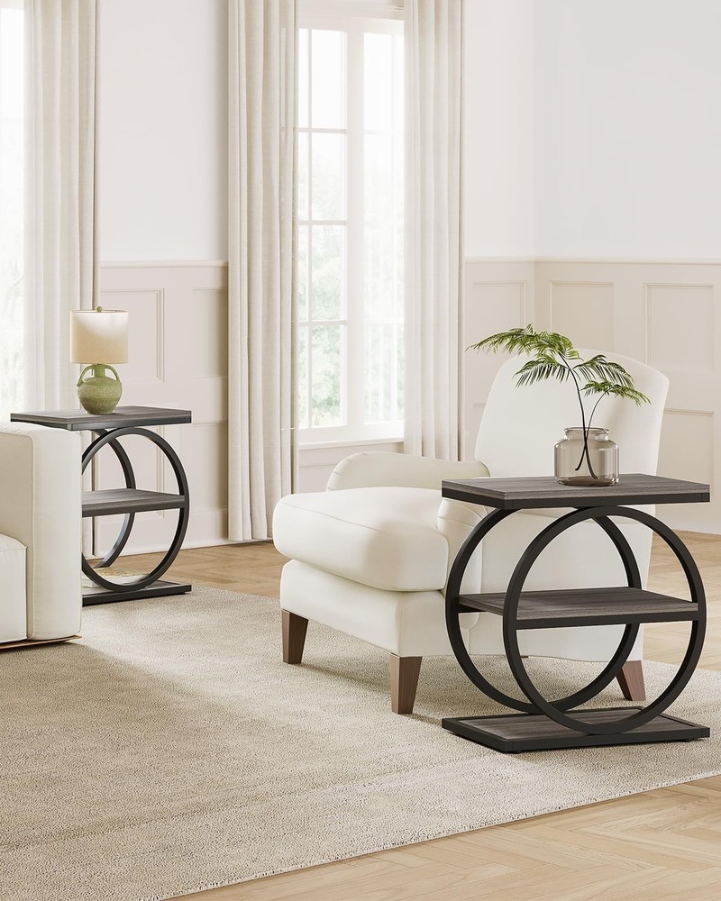 End Table 3-Tier Side Table Slim Sofa Side Table Living Room Tall Bedside Table