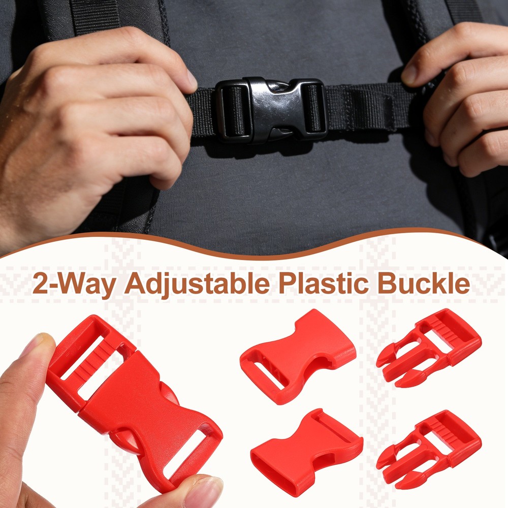 4 Pack Quick Side Release Buckle, 1" Plastic Buckle Clip, Red