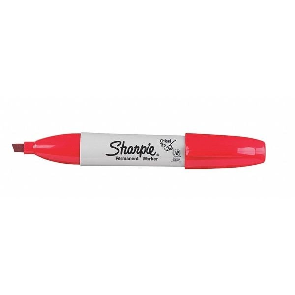 Sharpie 38202 Permanent Marker, Red, Chisel Tip, Capped, 12 Pk