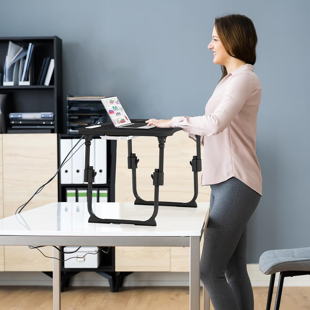 Laptop Table for Bed Adjustable Height Foldable With Storage Portable Lap Desk