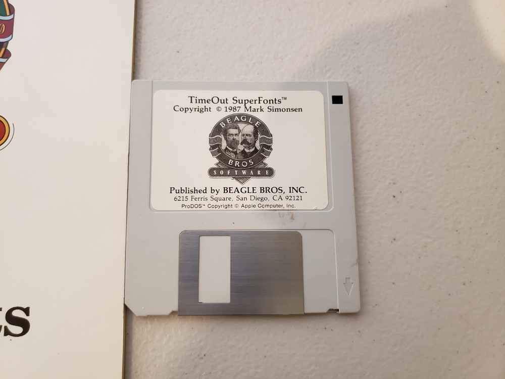Beagle Bros Software TimeOut SuperFonts for Apple IIgs includes manual and disk