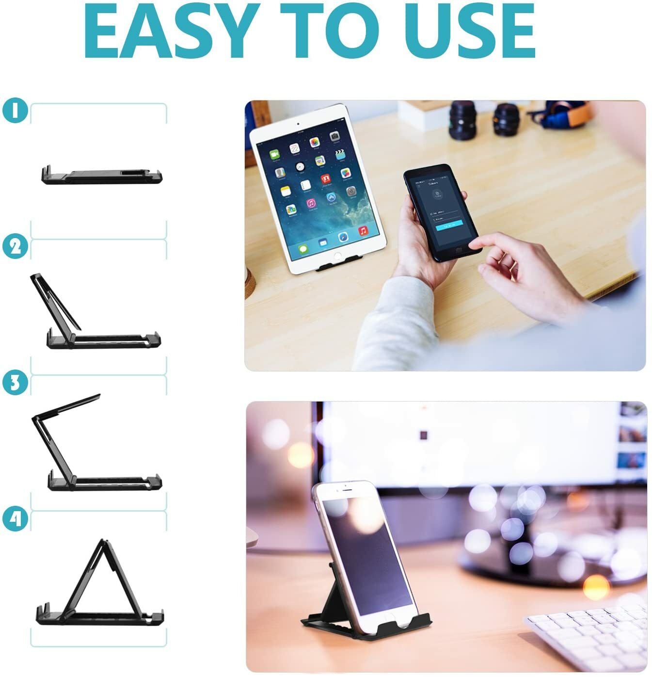 2-Pack NEW Phone Holder Foldable Desk Stand Multi-Angle Mount For iPhone Samsung