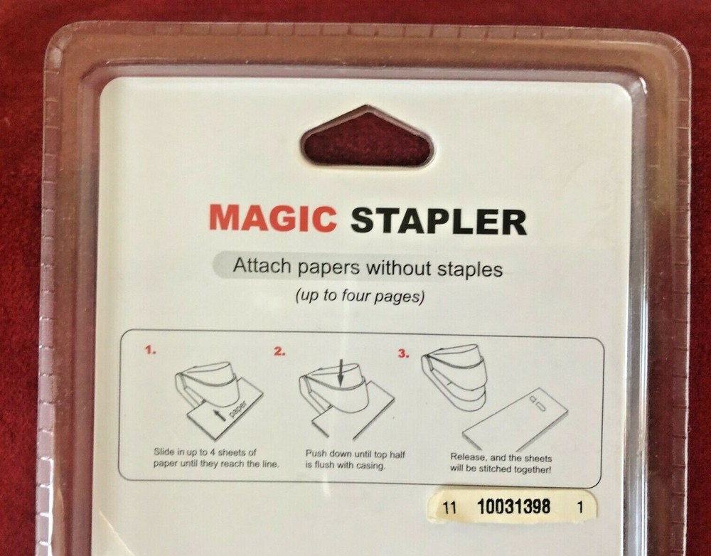 MAGIC STAPLER - CHILD SAFE - ATTACH PAPERS WITHOUT STAPLES - NEW IN PACKAGE