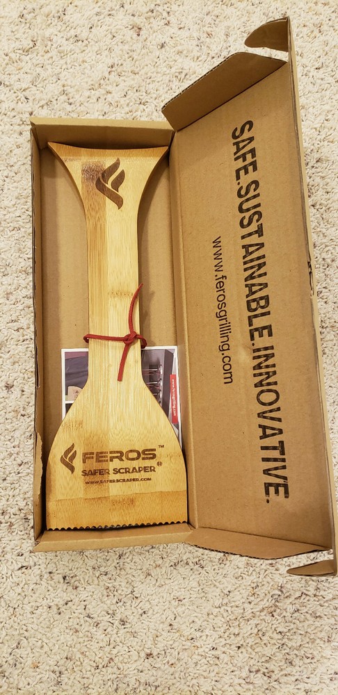 Wooden BBQ Grill Scraper Tool -- ORIGINAL FEROS SAFER SCRAPER